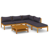 vidaXL 6-teiliges Terrassen-Lounge-Set mit Kissen Massives Akazienholz