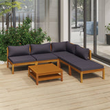 vidaXL 6 Piece Patio Lounge Set with Cushion Solid Acacia Wood