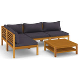 vidaXL 5 Piece Patio Lounge Set with Cushion Solid Acacia Wood