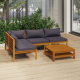 vidaXL 5 Piece Patio Lounge Set with Cushion Solid Acacia Wood