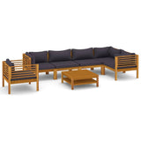 vidaXL 7-teiliges Terrassen-Lounge-Set mit Kissen Massives Akazienholz