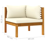 vidaXL 6 Piece Patio Lounge Set with Cream Cushion Solid Acacia Wood