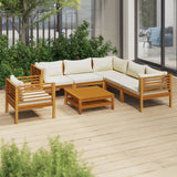 vidaXL 7 Piece Patio Lounge Set with Cream Cushion Solid Acacia Wood