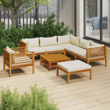 vidaXL 8 Piece Patio Lounge Set with Cream Cushion Solid Acacia Wood