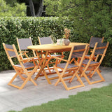 vidaXL Solid Eucalyptus Wood Outdoor Dining Set Textilene Black/Gray 7/9 Piece