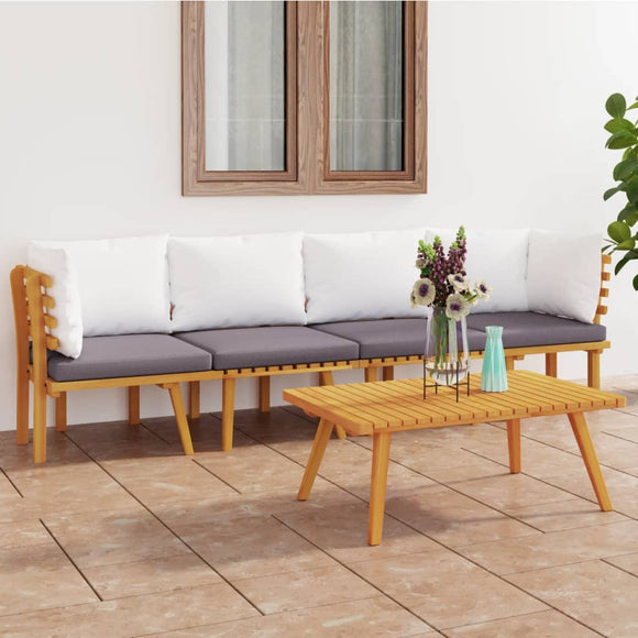 vidaXL 4-teiliges Terrassen-Lounge-Set mit Kissen Massives Akazienholz