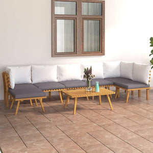 vidaXL 8-teiliges Terrassen-Lounge-Set mit Kissen Massives Akazienholz