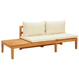 vidaXL 3 Piece Patio Lounge Set with Cream White Cushions Acacia Wood