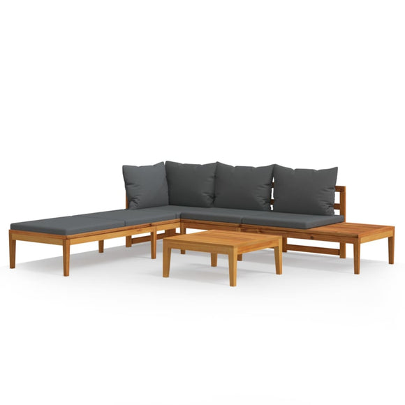 vidaXL 3-teiliges Terrassen-Lounge-Set mit dunkelgrauen Kissen aus Akazienholz