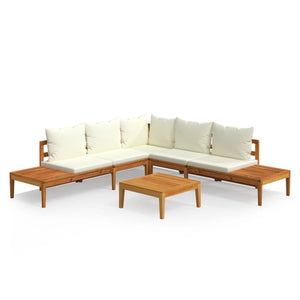 vidaXL 4 Piece Patio Lounge Set with Cream White Cushions Acacia Wood