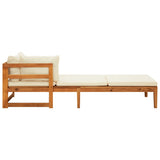 vidaXL Sun Loungers with Cream White Cushions 2 pcs Acacia Wood