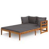 vidaXL Sun Loungers with Dark Gray Cushions 2 pcs Acacia Wood