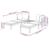 vidaXL 3-teiliges Terrassen-Lounge-Set mit cremeweißen Kissen aus Akazienholz