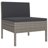 vidaXL 6-teiliges Terrassen-Lounge-Set mit Kissen Poly Rattan Grau