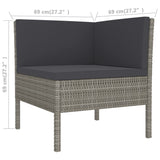 vidaXL 6-teiliges Terrassen-Lounge-Set mit Kissen Poly Rattan Grau