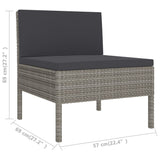 vidaXL 6-teiliges Terrassen-Lounge-Set mit Kissen Poly Rattan Grau