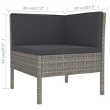 vidaXL 8-teiliges Terrassen-Lounge-Set mit Kissen Poly Rattan Grau