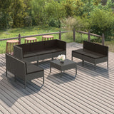 vidaXL 8-teiliges Terrassen-Lounge-Set mit Kissen Poly Rattan Grau