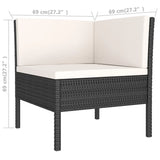 vidaXL 6-teiliges Terrassen-Lounge-Set mit Kissen Polyrattan Schwarz