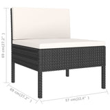 vidaXL 6-teiliges Terrassen-Lounge-Set mit Kissen Polyrattan Schwarz