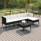 vidaXL 6-teiliges Terrassen-Lounge-Set mit Kissen Polyrattan Schwarz