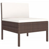 vidaXL 8-teiliges Terrassen-Lounge-Set mit Kissen Poly Rattan Braun