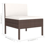 vidaXL 11-teiliges Terrassen-Lounge-Set mit Kissen Poly Rattan Braun