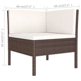 vidaXL 11-teiliges Terrassen-Lounge-Set mit Kissen Poly Rattan Braun