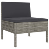 vidaXL 11-teiliges Terrassen-Lounge-Set mit Kissen Poly Rattan Grau