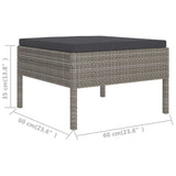 vidaXL 11-teiliges Terrassen-Lounge-Set mit Kissen Poly Rattan Grau