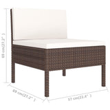 vidaXL 13 Piece Patio Lounge Set with Cushions Poly Rattan Brown