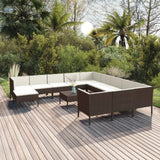 vidaXL 13-teiliges Terrassen-Lounge-Set mit Kissen Poly Rattan Braun