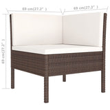 vidaXL 9-teiliges Terrassen-Lounge-Set mit Kissen Poly Rattan Braun