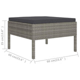 vidaXL 9-teiliges Terrassen-Lounge-Set mit Kissen Poly Rattan Grau