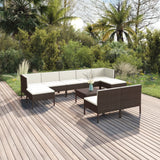 vidaXL 10-teiliges Terrassen-Lounge-Set mit Kissen Poly Rattan Braun