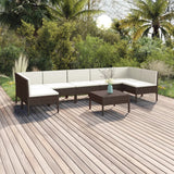 vidaXL 8-teiliges Terrassen-Lounge-Set mit Kissen Poly Rattan Braun