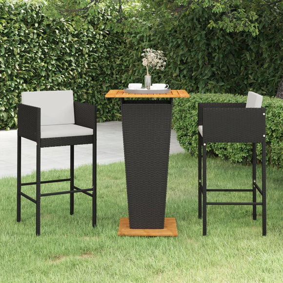 vidaXL Patio Bar Set 3/5 Piece Black/Gray 23.6