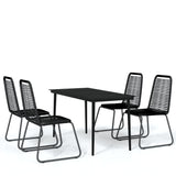 vidaXL Patio Dining Set Black Furniture 3/5/7 Piece 31.5"/55.1" Table Length