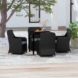 vidaXL Patio Dining Set Seat3/5/7 Piece Black/Brown 31.5"/55.1" Table Length