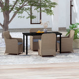 vidaXL Patio Dining Set Seat3/5/7 Piece Black/Brown 31.5"/55.1" Table Length