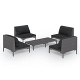 vidaXL 5-teiliges Terrassen-Lounge-Set mit Kissen Poly Rattan Dunkelgrau