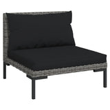 vidaXL 5-teiliges Terrassen-Lounge-Set mit Kissen Poly Rattan Dunkelgrau