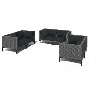 vidaXL 6-teiliges Terrassen-Lounge-Set mit Kissen Poly Rattan Dunkelgrau