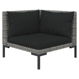 vidaXL 6-teiliges Terrassen-Lounge-Set mit Kissen Poly Rattan Dunkelgrau