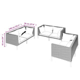 vidaXL 6 Piece Patio Lounge Set with Cushions Poly Rattan Dark Gray