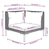 vidaXL 6-teiliges Terrassen-Lounge-Set mit Kissen Poly Rattan Dunkelgrau