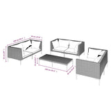 vidaXL 7 Piece Patio Lounge Set with Cushions Poly Rattan Dark Gray