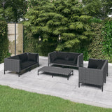 vidaXL 7-teiliges Terrassen-Lounge-Set mit Kissen Poly Rattan Dunkelgrau