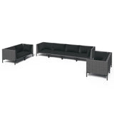 vidaXL 8-teiliges Terrassen-Lounge-Set mit Kissen Poly Rattan Dunkelgrau