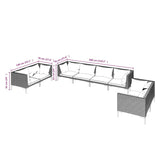 vidaXL 8 Piece Patio Lounge Set with Cushions Poly Rattan Dark Gray